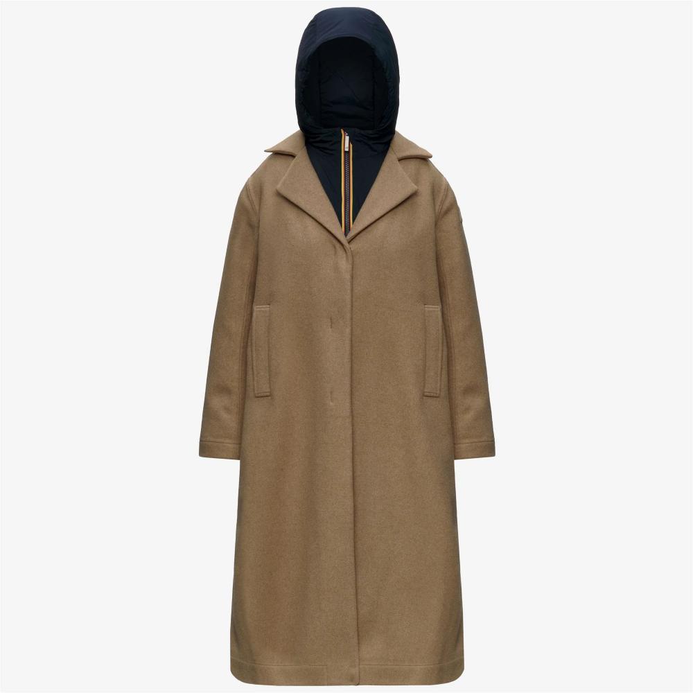 K-Way Giacca in lana e nylon Beige Khaki/Blue Depth