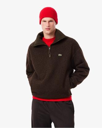 Lacoste Felpa in Pile a Collo Alto con Zip
