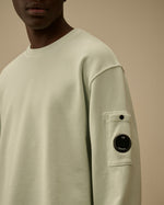 Cp Company Cotton Diagonal Fleece Resist Dyed Crewneck Lens Sweatshirt