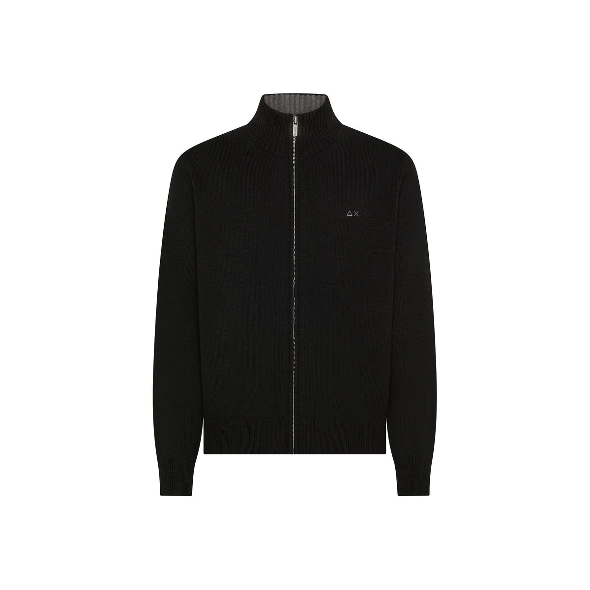 Sun68 Cardigan in Misto Cashmere con Zip Nero