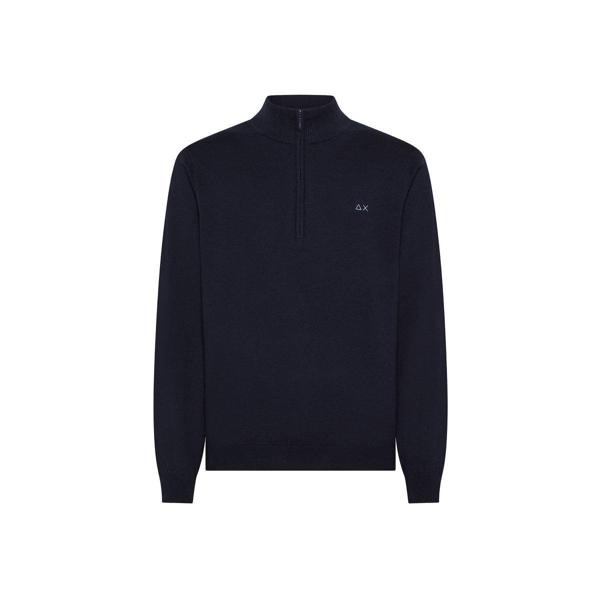Sun68 Maglia in Cotone e Lana con Zip Navy Blue