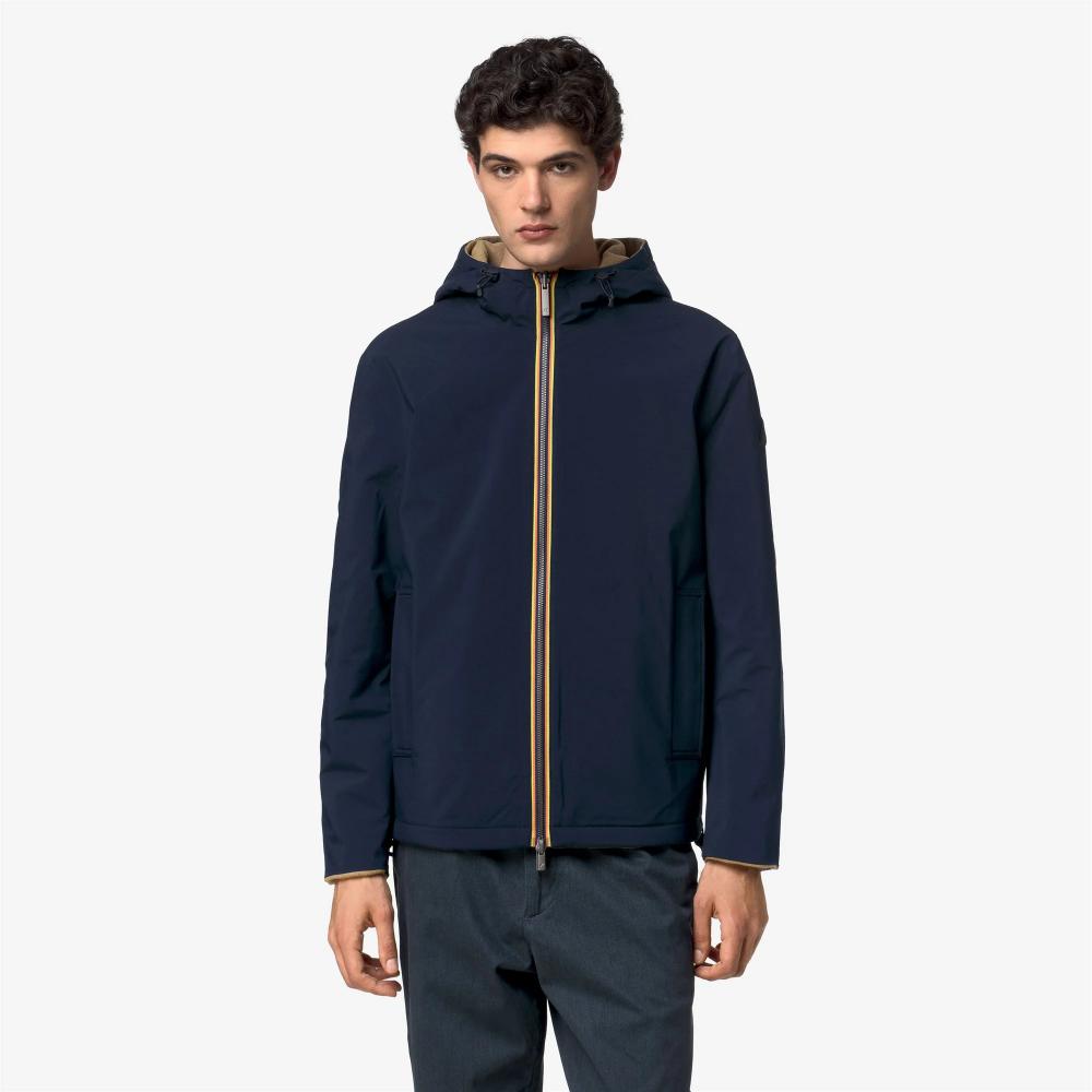 K-Way Giacca Claudel Wool Bonded Double Beige Khaki/Blue Depth