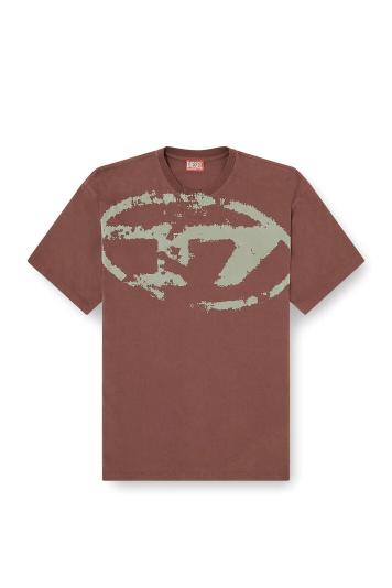 T-shirt con stampa distressed floccata