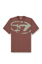 T-shirt con stampa distressed floccata