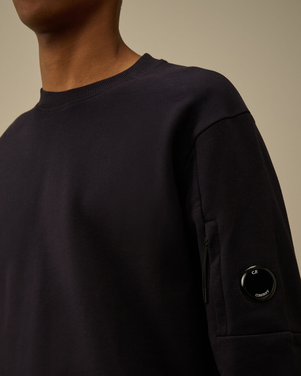 Cp Company Diagonal Raised Fleece Crewneck Lens Sweatshirt