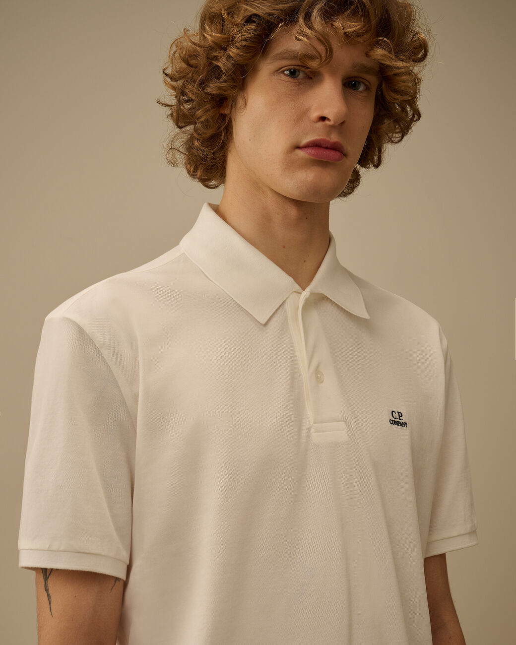 Cp Company Stretch Piquet Short Sleeve Point Collar Polo