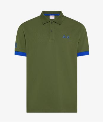 Sun68 Polo con Maxi Logo Verde Scuro
