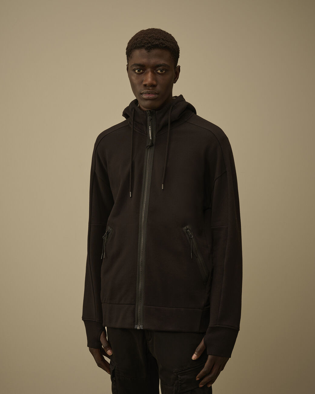 Cp Company Hooded Open Diagonal Raised Fleece