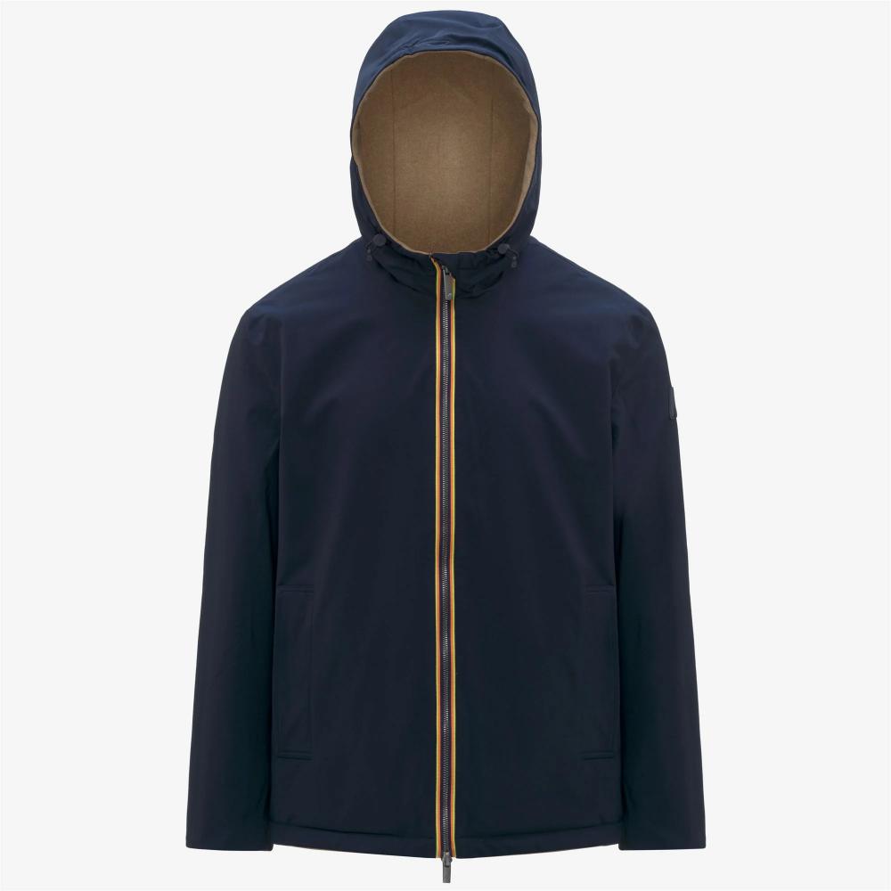 K-Way Giacca Claudel Wool Bonded Double Beige Khaki/Blue Depth