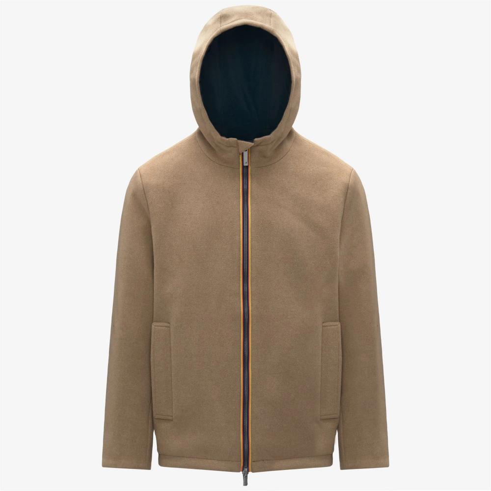 K-Way Giacca Claudel Wool Bonded Double Beige Khaki/Blue Depth