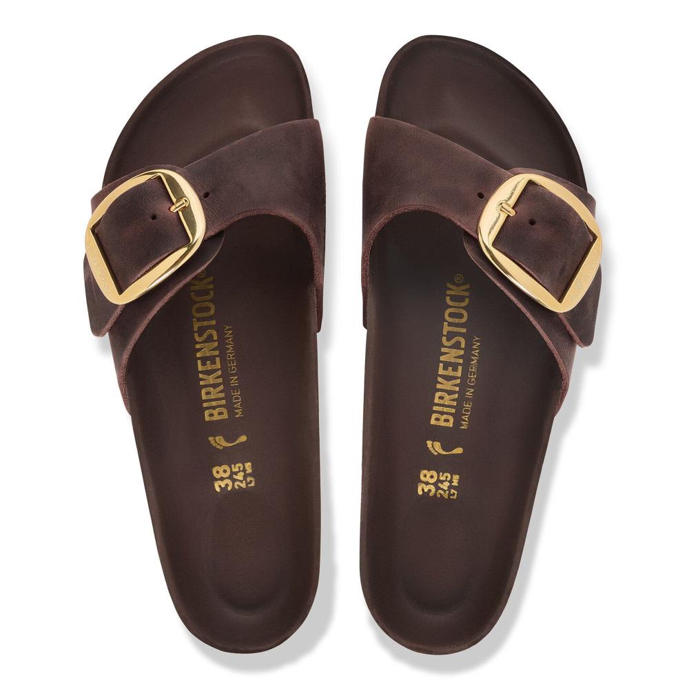 Birkenstock Madrid Big Buckle Pelle oliata Habana Narrow Fit