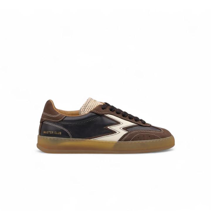 Moaconcept Sneaker Club in Pelle Nera con Dettagli Marroni