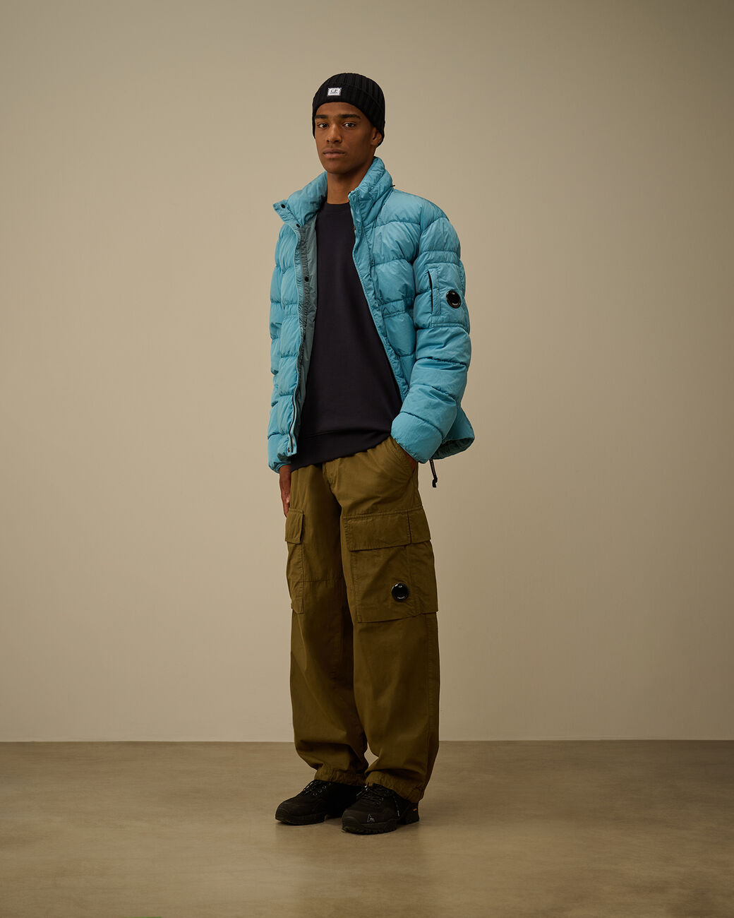 Cp Company Diagonal Raised Fleece Crewneck Lens Sweatshirt