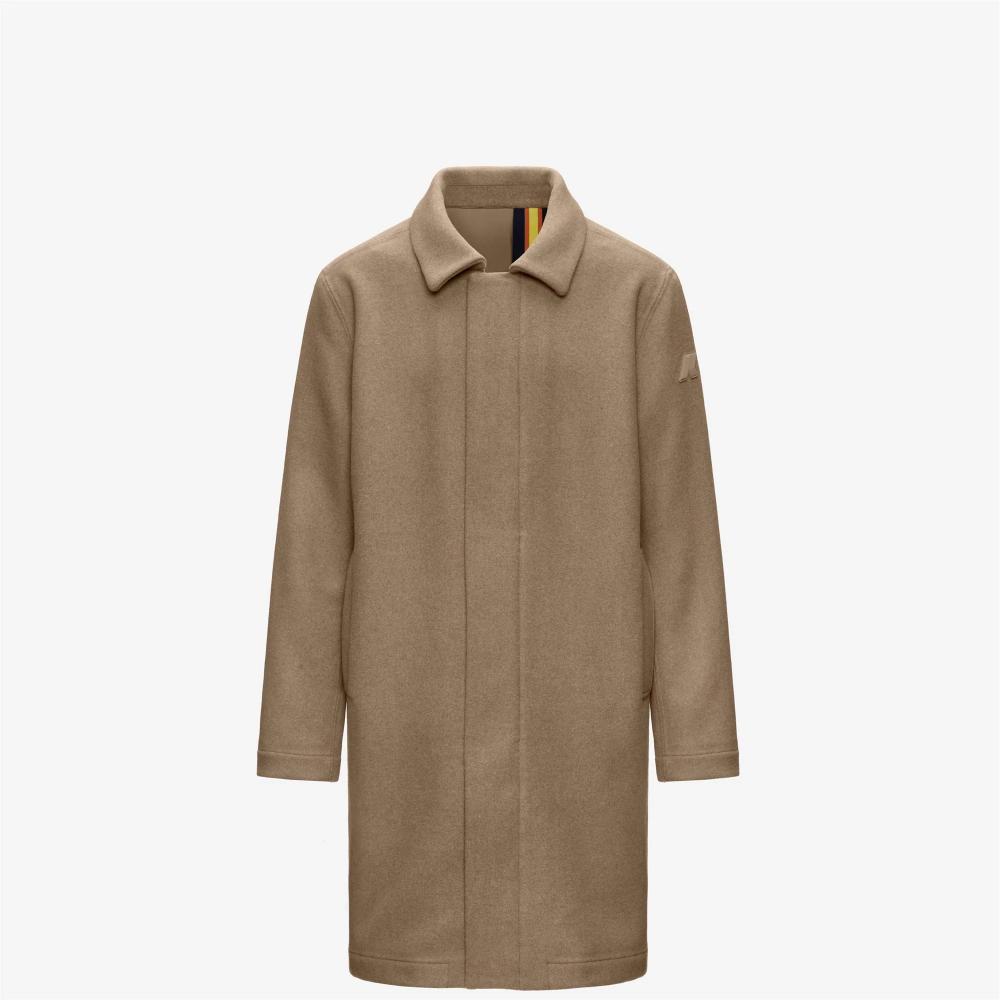 K-Way Giacca Poirol Wool Nylon Beige Khaki/Blue Depth