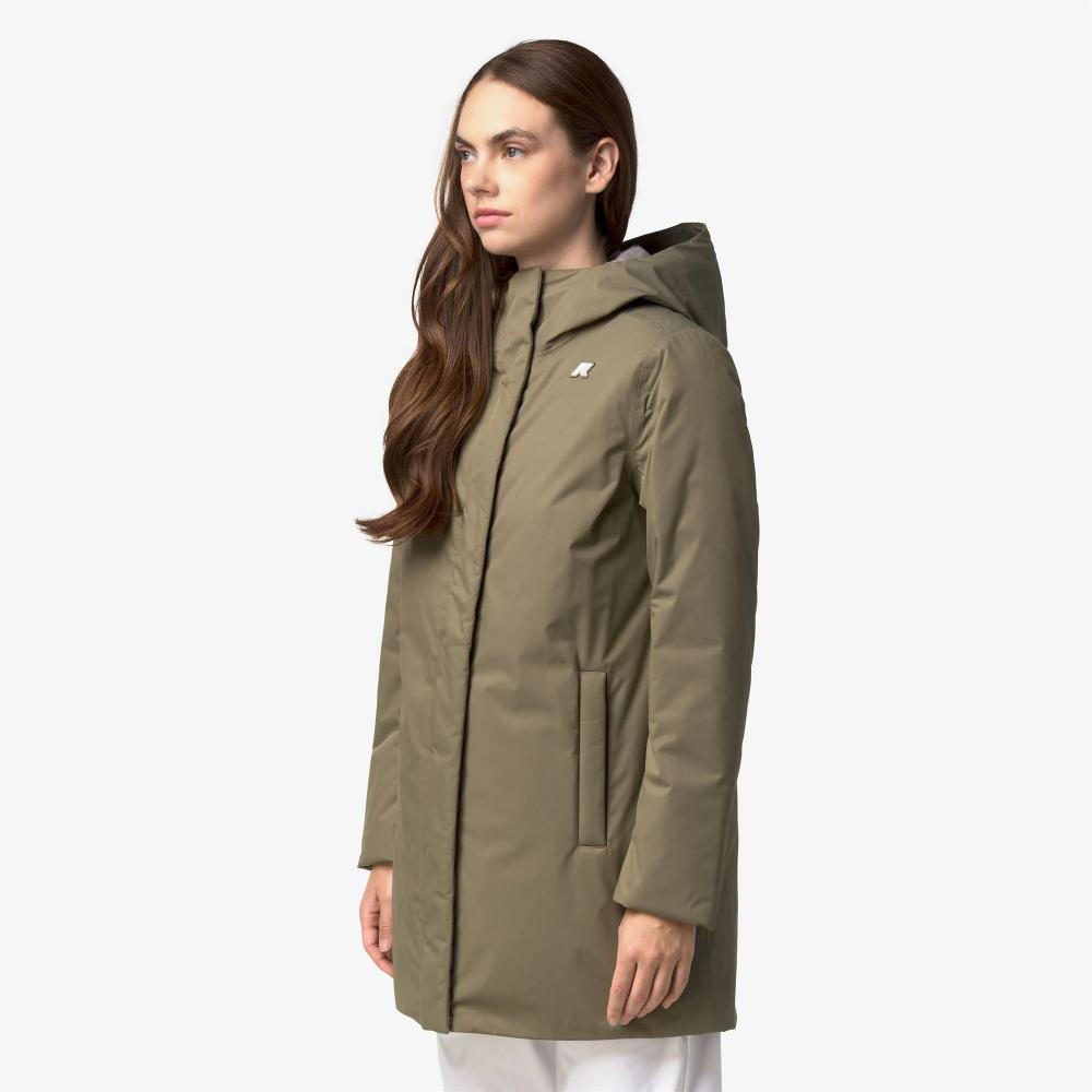 K-Way Giacca Sophie Twill Soft Beaver Green Army/Grey Warm