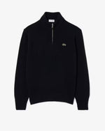 Lacoste Maglione a Collo Alto in Lana Cardata con Zip
