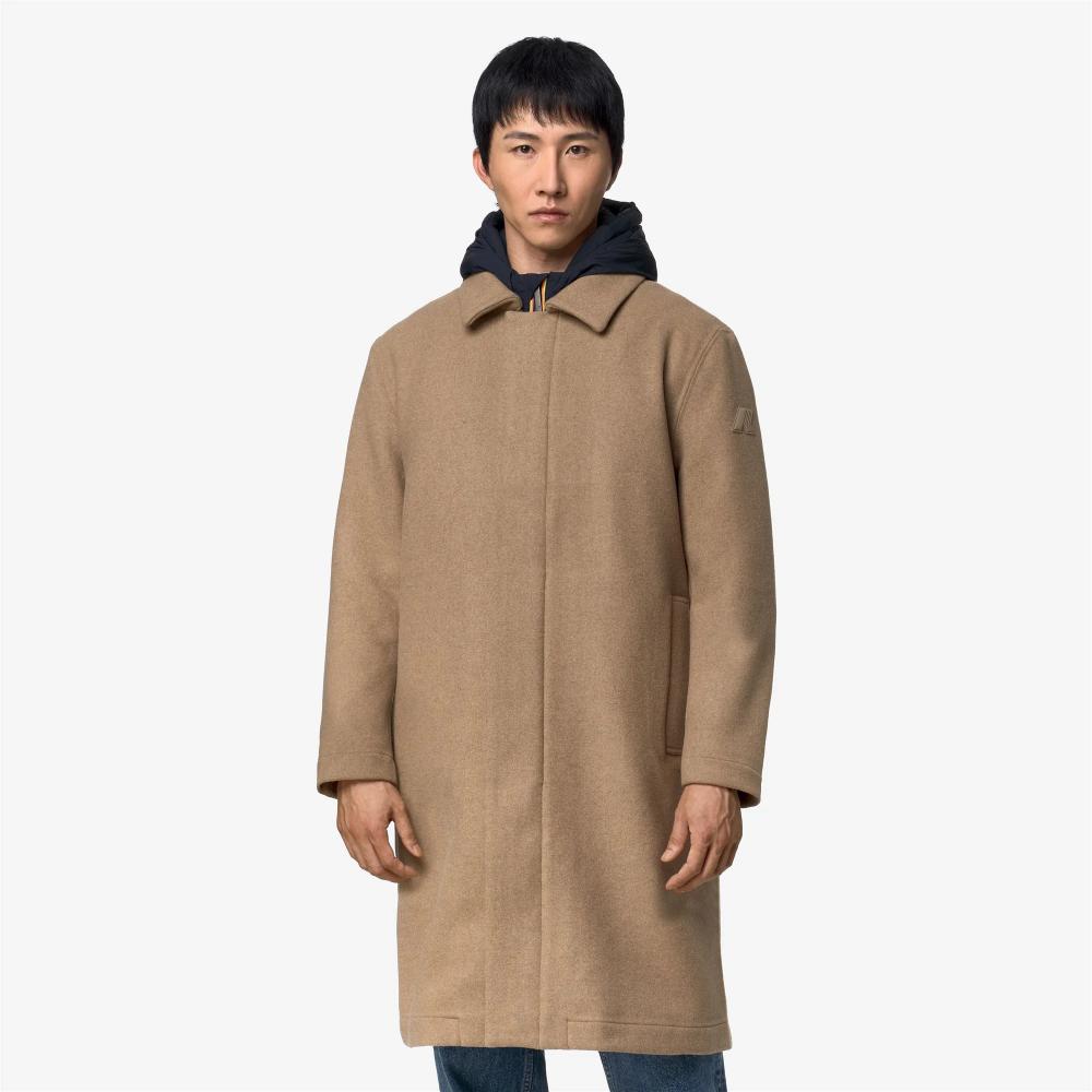 K-Way Giacca Poirol Wool Nylon Beige Khaki/Blue Depth