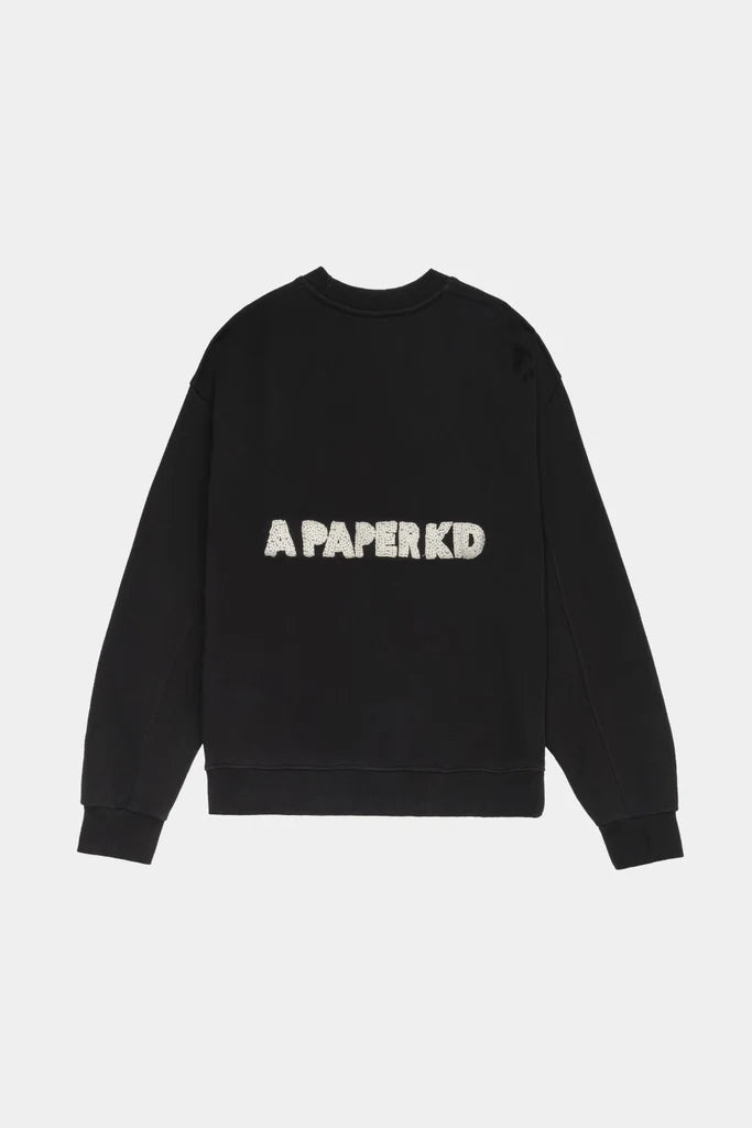 A Paper Kid Felpa Girocollo con Logo Ricamato