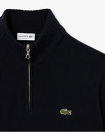 Lacoste Maglione a Collo Alto in Lana Cardata con Zip