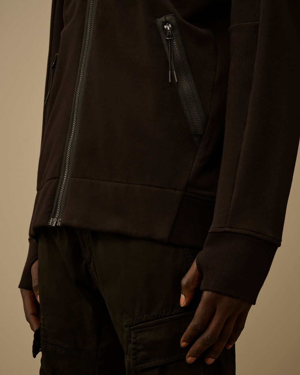 Cp Company Hooded Open Diagonal Raised Fleece