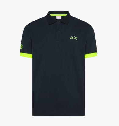 Sun68 Polo con Maxi Logo Blu Navy