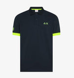 Sun68 Polo con Maxi Logo Blu Navy
