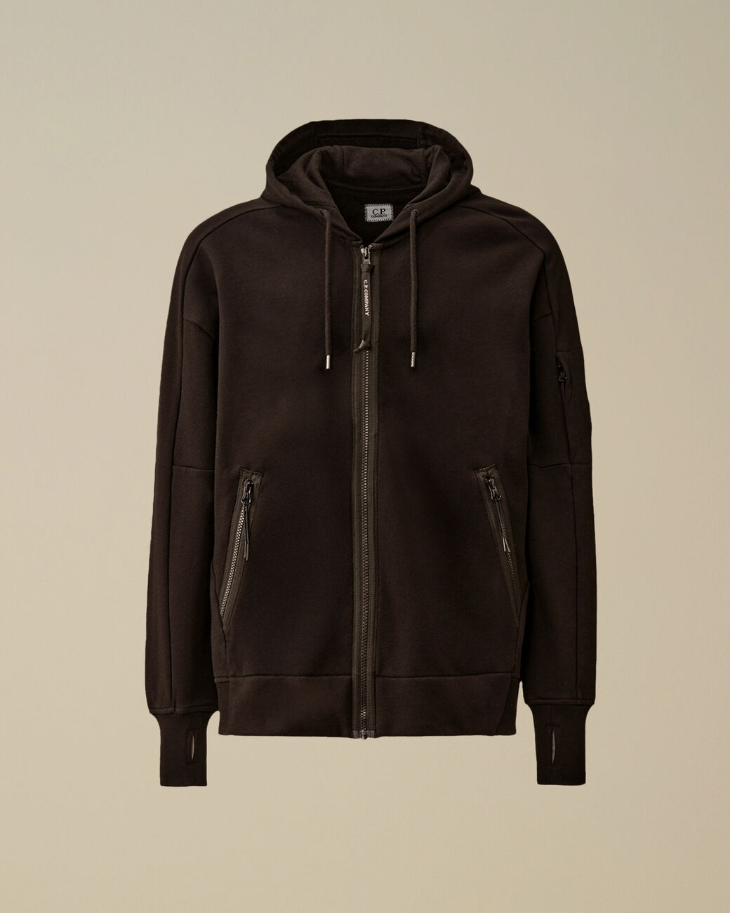 Cp Company Diagonal Raised Fleece Hooded Full Zip Sweatshirt