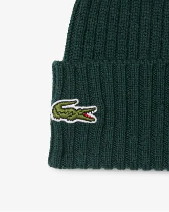 Lacoste Berretto in Lana Spazzolata a Costine