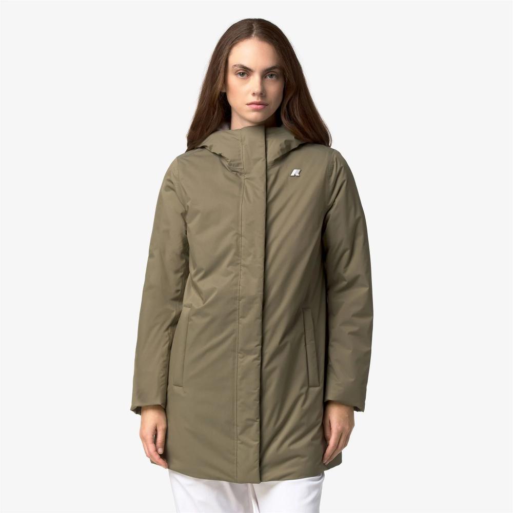 K-Way Giacca Sophie Twill Soft Beaver Green Army/Grey Warm