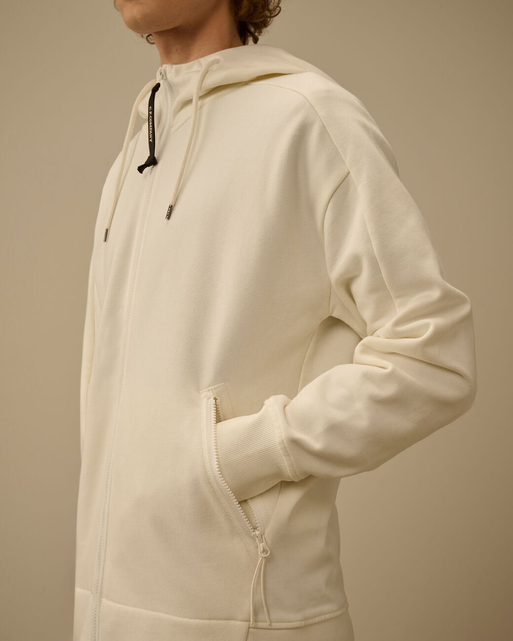 Cp Company Hooded Open Diagonal Raised Fleece