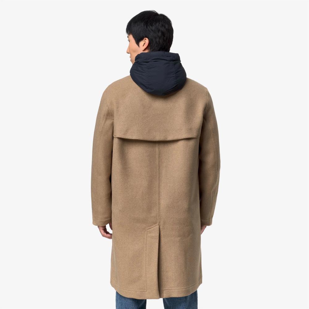 K-Way Giacca Poirol Wool Nylon Beige Khaki/Blue Depth