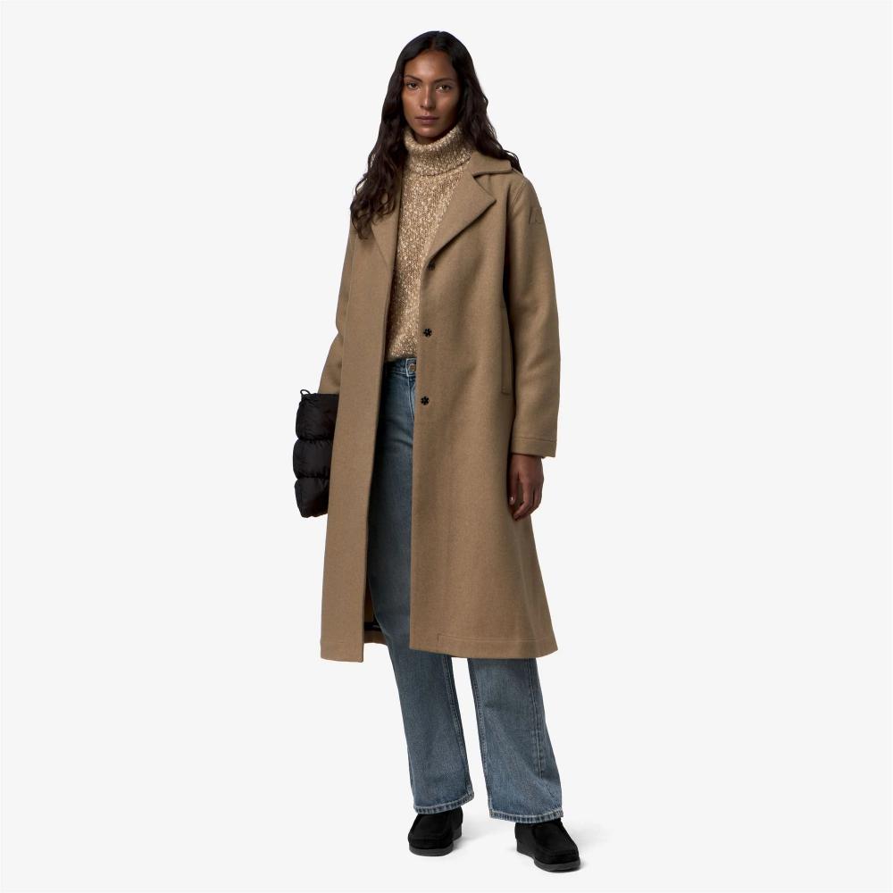 K-Way Giacca in lana e nylon Beige Khaki/Blue Depth