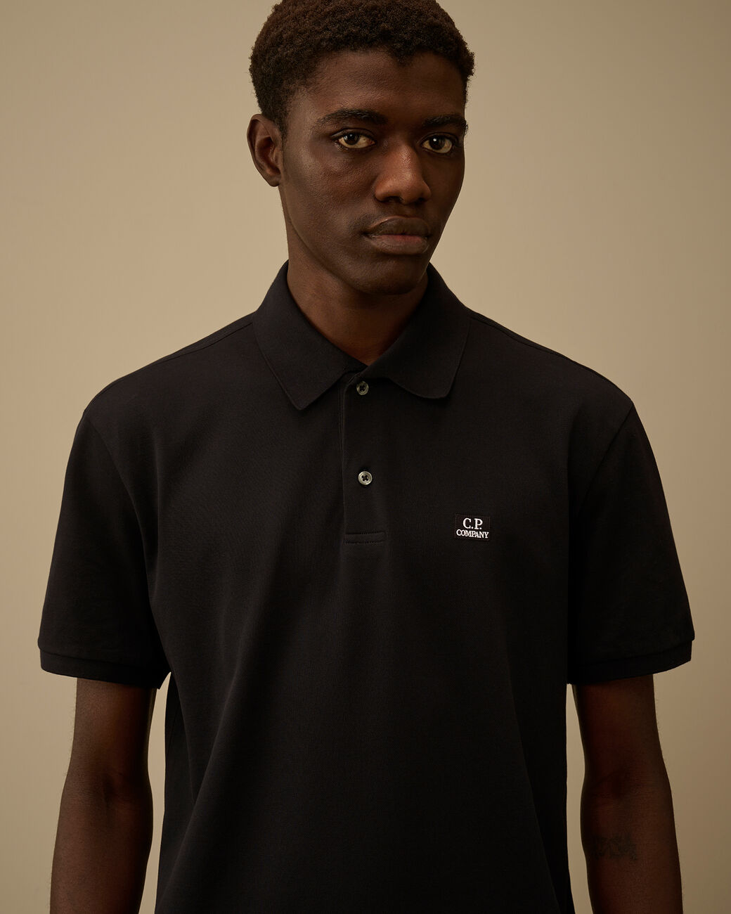 Cp Company Stretch Piquet Short Sleeve Point Collar Polo