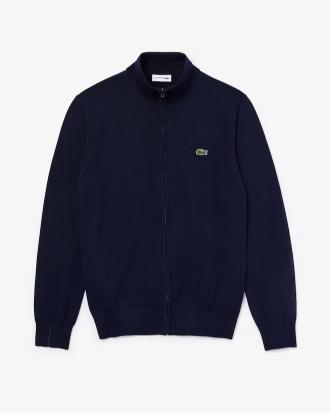 Lacoste Pullover in Cotone a Collo alto con Zip