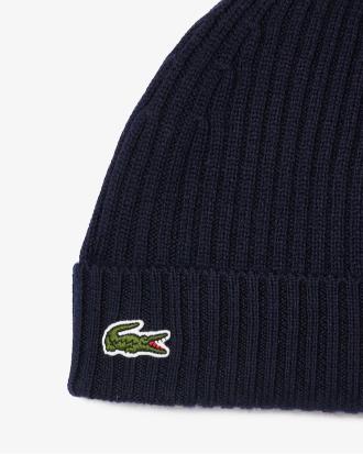 Lacoste Berretto in Lana Spazzolata a Costine