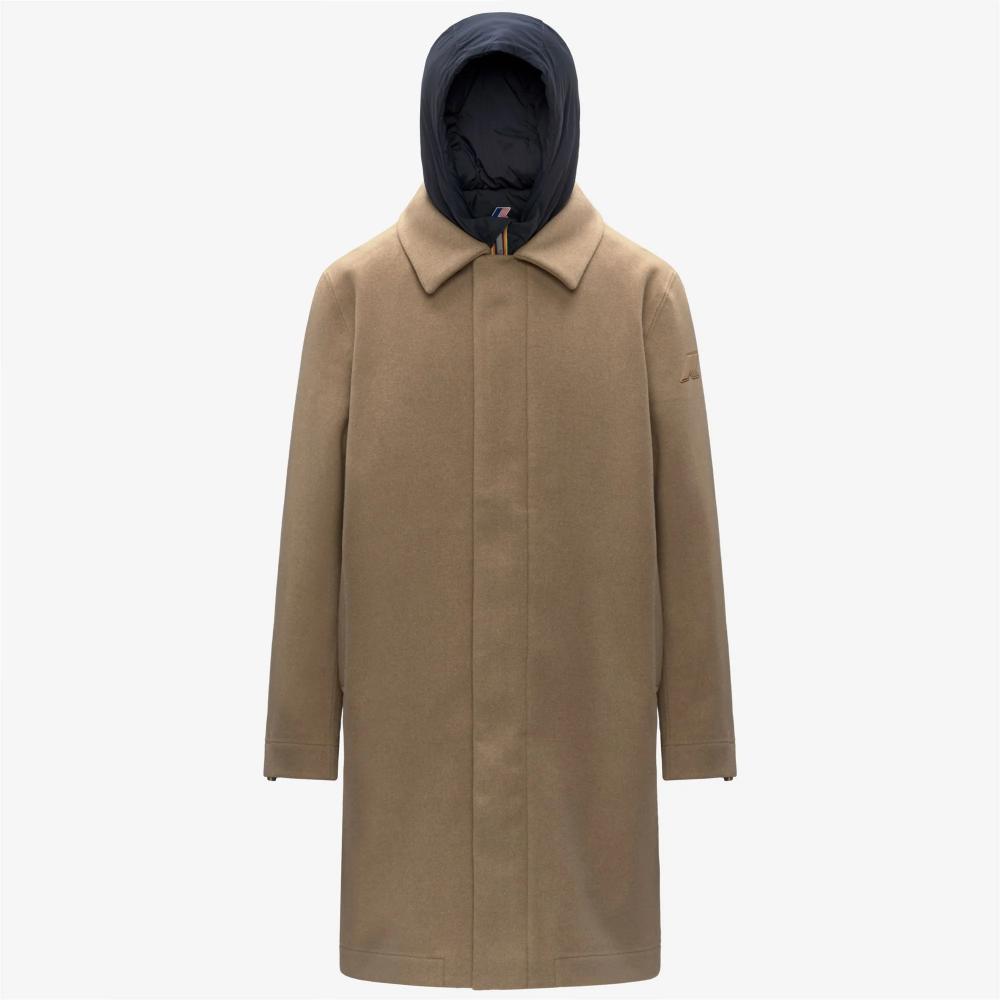 K-Way Giacca Poirol Wool Nylon Beige Khaki/Blue Depth