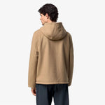 K-Way Giacca Claudel Wool Bonded Double Beige Khaki/Blue Depth